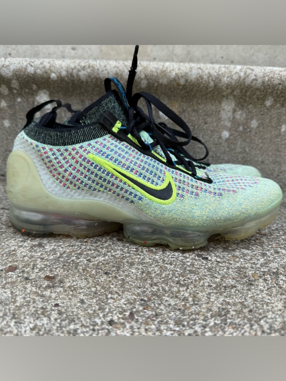 Nike Kids Flyknit VaporMax Sneakers - Neon Yellow & Black